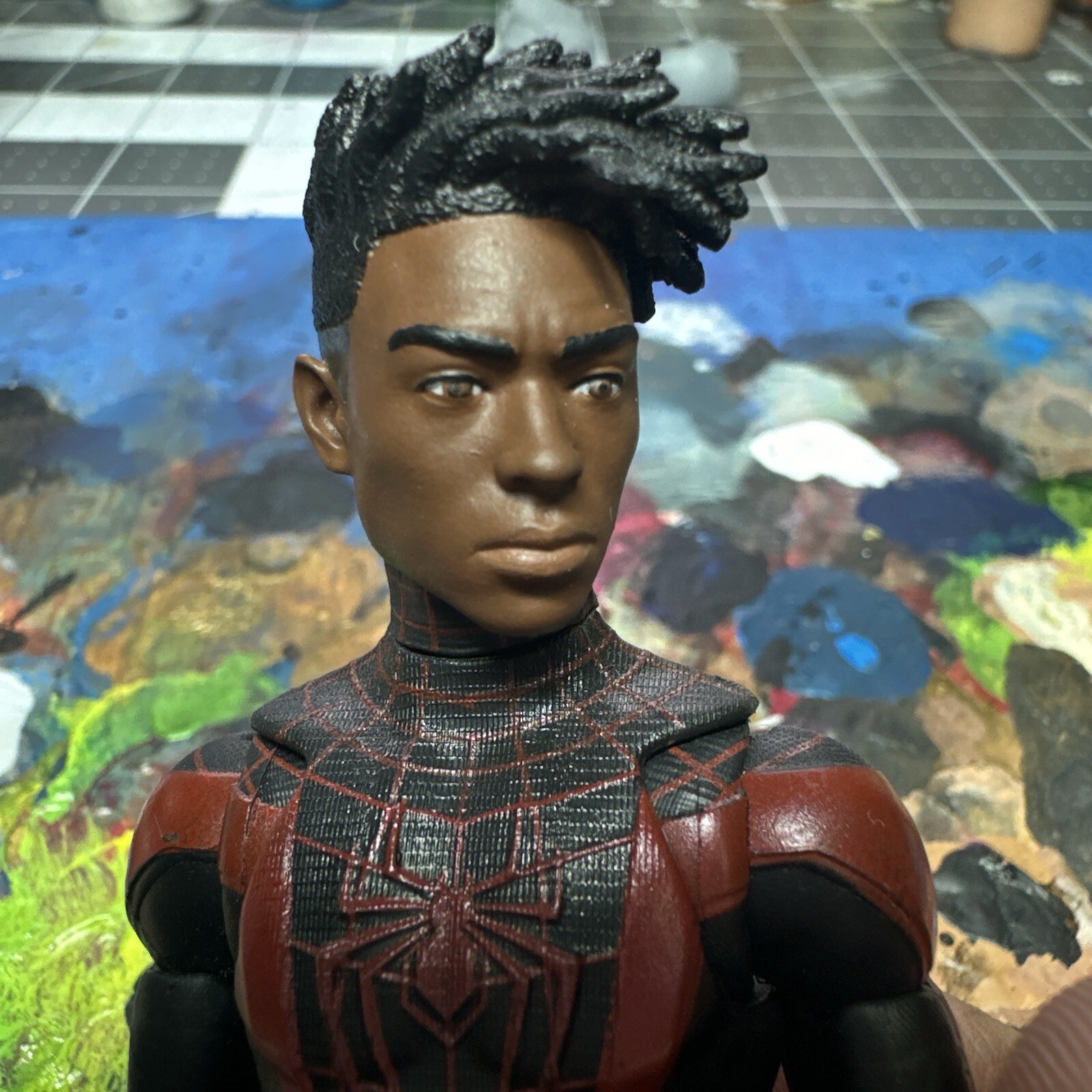 1/12 Marvel legends PS5 Spiderman Miles custom painted head (**HEAD ...