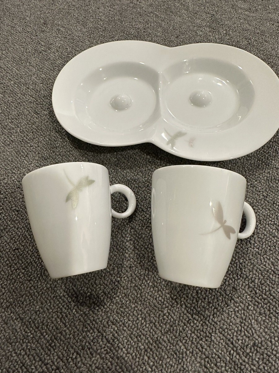 Vintage Van Cleef & Arpels Dragonfly Tea Cups Saucer Set Ceramic