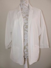 Chicos 1 Casual Blazer Open Jacket Off White Work Career 3/4 sleeves Spring 8 M
