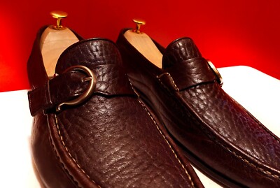 $849.00 !! FERRAGAMO LUXURY DARK BROWN BITS LOAFERS SHOES  display picture 1