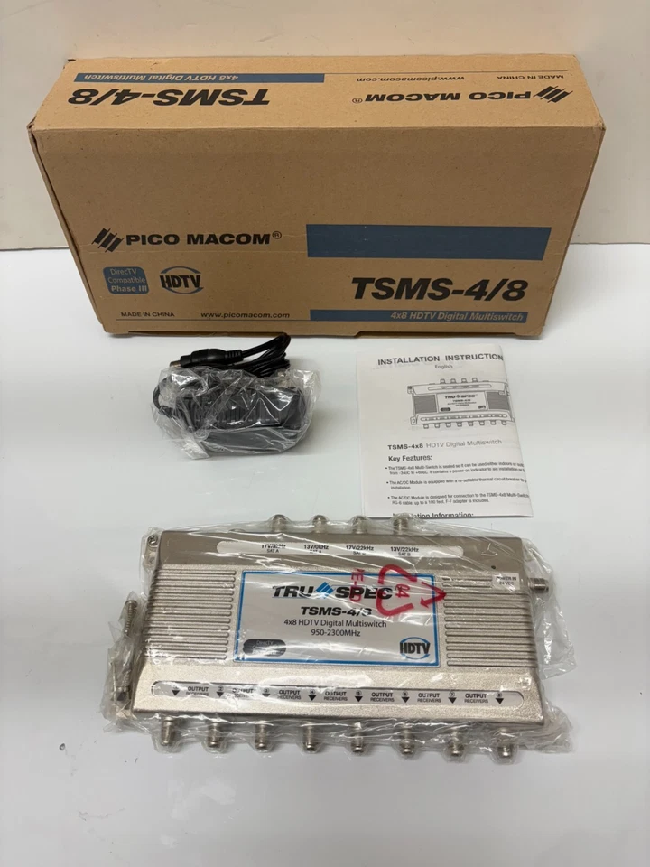 New 4x8 HDTV Pico Macom Digital Multiswitch DirectTV Compatible Phase 3 TSMS-4/8 - Image 2 of 4