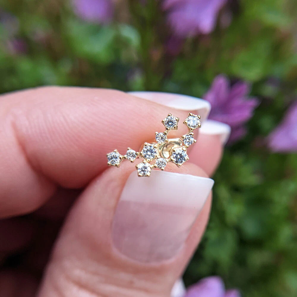 9ct Yellow Gold CZ Star Constellation Climber Stud Earrings eBay