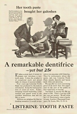1929 Listerine Tooth Paste Vintage Print Ad A Remarkable Dentifrice Galoshes