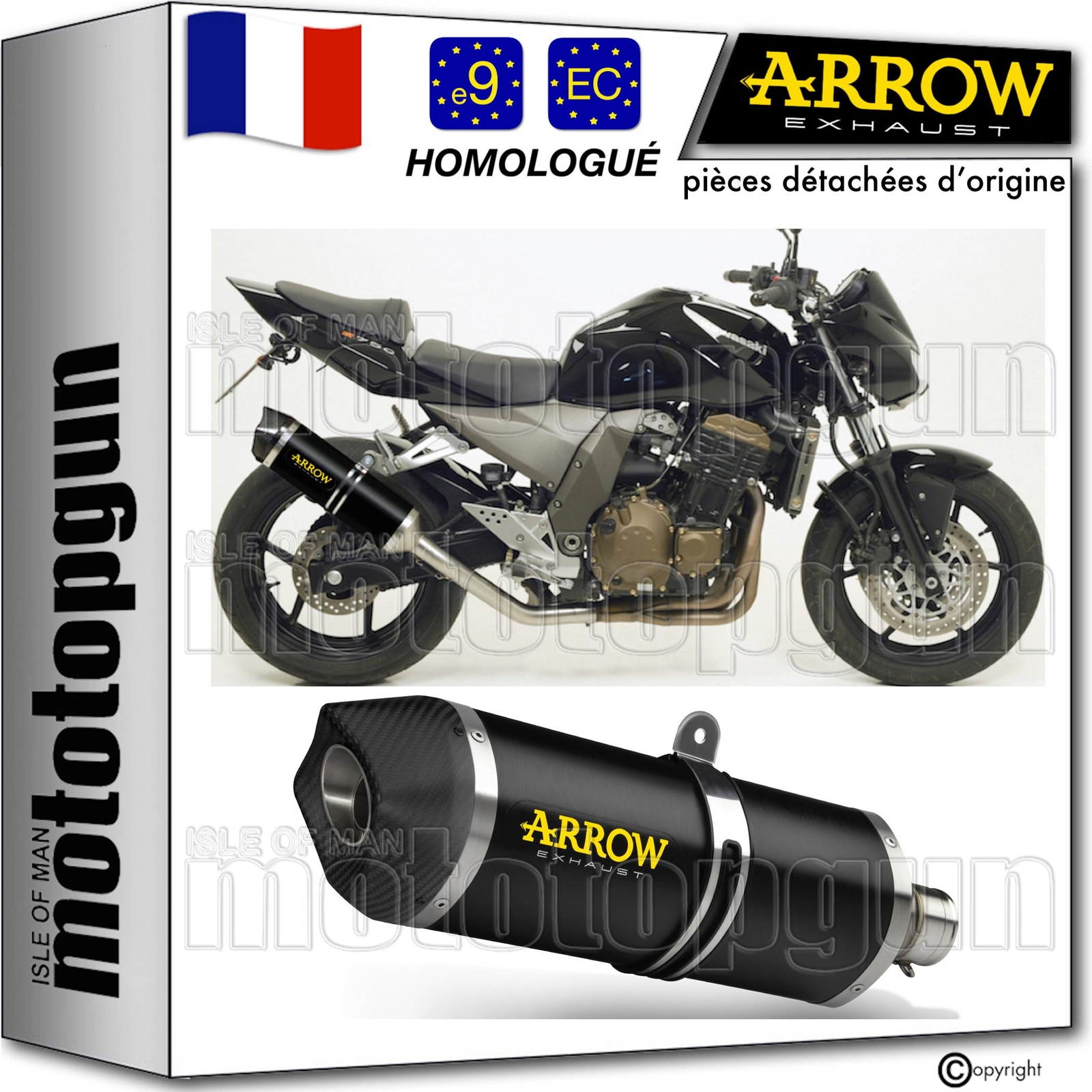Pot Arrow Race-Tech noir résout le problème de rouille sur Kawasaki Z750 2004