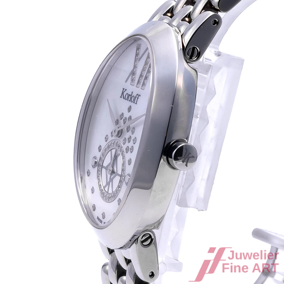 Montre Korloff Paris Bagnoire quartz r f. B1SDBR diamants en acier inoxydable 30