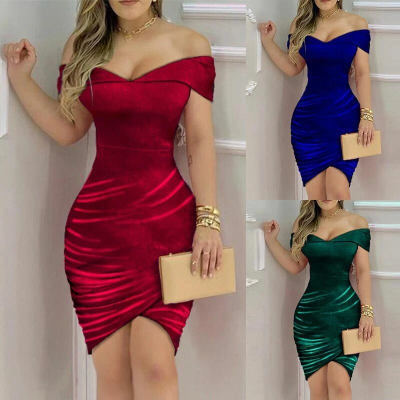 Vestidos Off Shoulder Para Mujer Sexy Casuales De Fiesta Elegantes Rojos  Noche