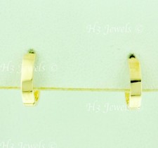 14k solid yellow gold plain square tube kids huggie earring 0.70 gram 10mm 7512