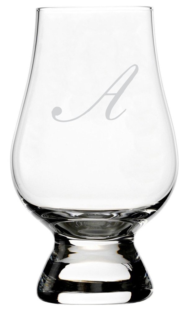 Bix Cursive Script Etched Monogram Crystal Glencairn  Whisky Glass (Letter A)-image