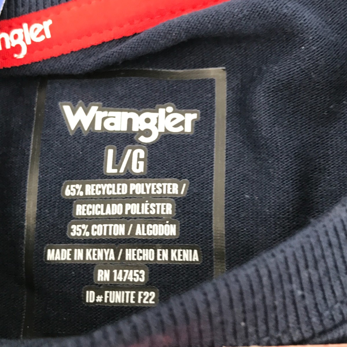 Wrangler Mens Shirt 2PK Large Blue Gray Long Sleeve Layering Tee Pocket Rib Cuff View 4