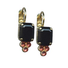 Mariana Earrings Simply Elegant Jet  Padparadscha Austrian Crystals Pomegran...