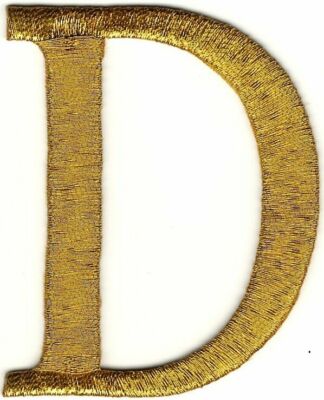 2'' x 2 3/8'' Metallic Gold Monogram Wire Letter D embroidery patch