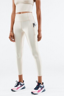 Fabletics Oasis PureLuxe Shine High Waisted Pocket 7/8 Leggings Size L Grey NWT