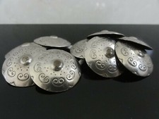 VICTORIAN EDWARDIAN RARE SET OF 10 ENGRAVED EMBOSSED SILVER PLATED BUTTONS