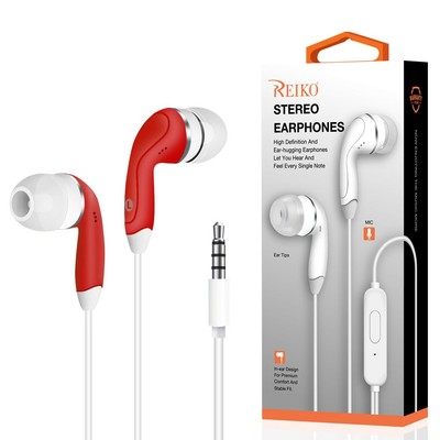 Reiko In-Ear Headphones With Microphone Red 
