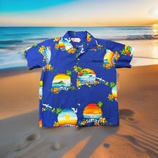 Vtg Shoreline Hawaiin Shirt AOP 70s  Aloha  Sz Large Made In USA
