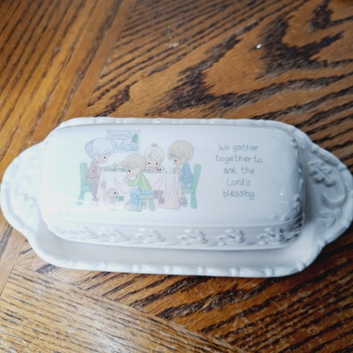 Precious Moments Gathering Lords Blessing Butter Dish Ceramic