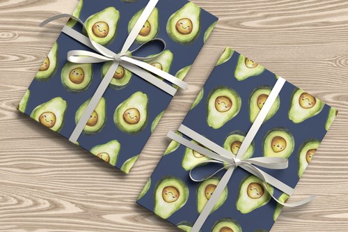 Avocado Gift Wrap – Cute Smiling Avocados Wrapping Paper for Any Occasion W70 - Picture 17 of 46