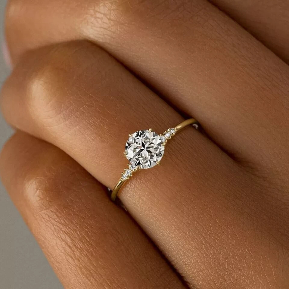 14k Yellow Gold Plated Engagement Wedding Solitaire Ring 2Ct Lab