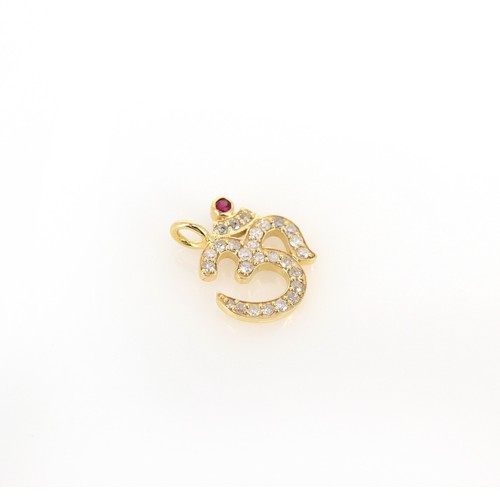 Diamond & Ruby charm Pendant 14k Yellow Gold Pendant Women's Bridal Jewelry - Picture 3 of 5