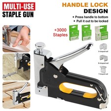 Heavy Duty Staple Gun Tacker for Wood Upholstery + 3000PCS Staples Craft Tool UK 0.0030 per staple