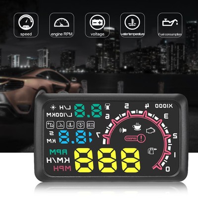HUD Head Up Display Speedometer 5-Color Windshield Screen Display