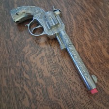 VTG 1950s HUBLEY STAR Metal Toy Cap Gun Pistol 7" Cocks  Fires