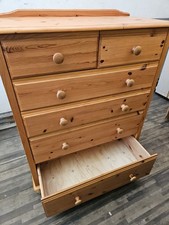 Solid Pine Chest of 6 Drawers 2 Small, 4 Large GOOD CONDITION