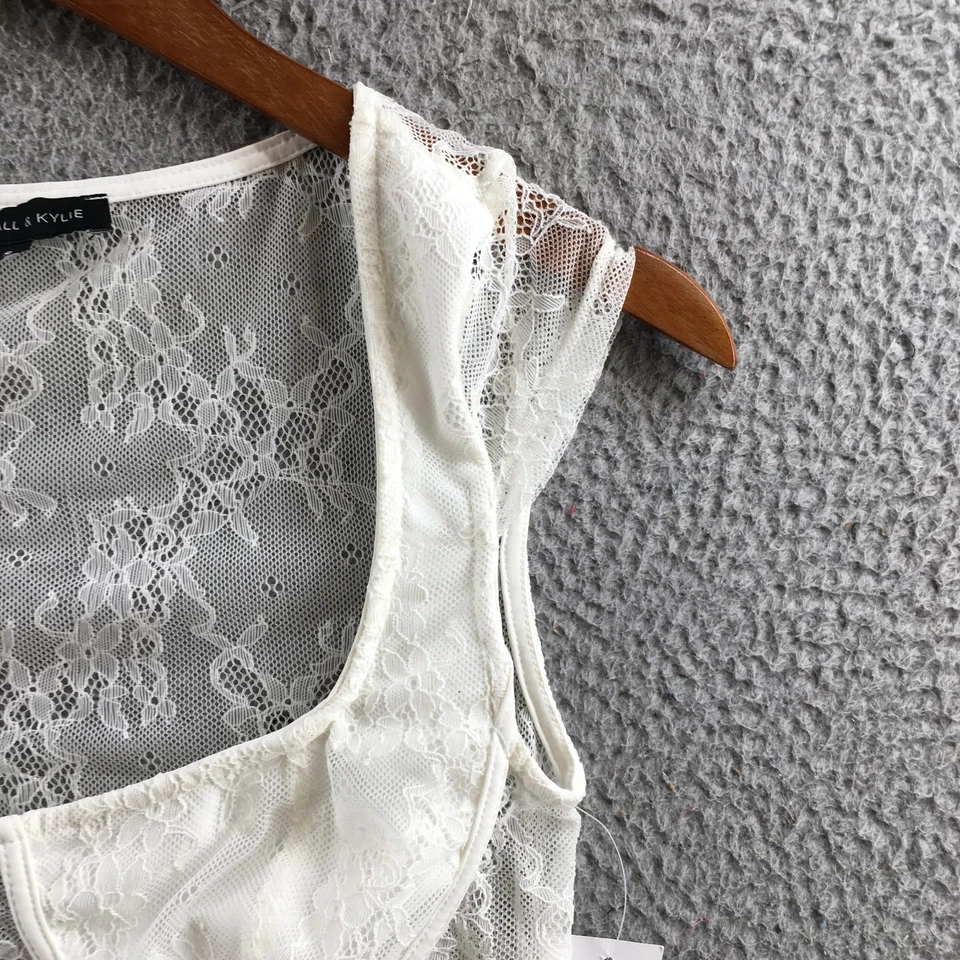 Kendall & Kylie кружева укороченный верхний женщин маленький белый чистый цветочный кружевной пуловер новый - Изображение 4 из 4
