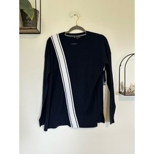 NWT Athleta Navy  White Streetwise Crewneck Long Sleeve Sweater Coolmax Small