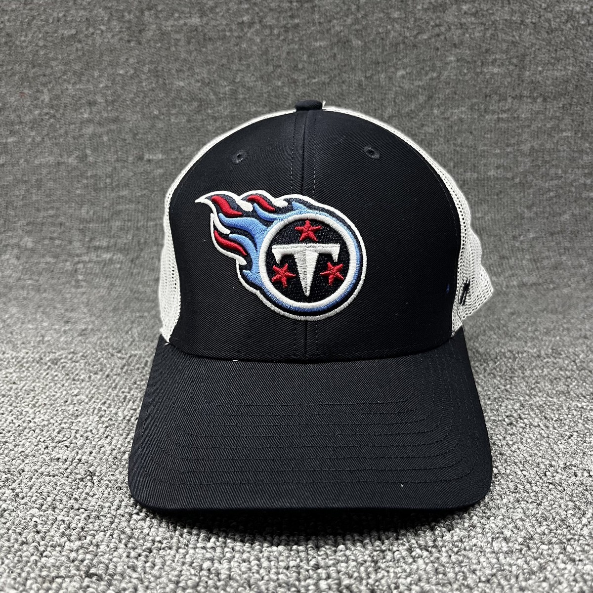 47 Brand Tennessee Titans NFL Trucker Snapback Hat Black White Mesh Cap