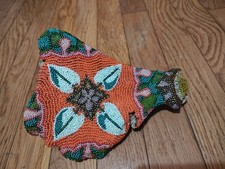 Hand Beaded One Of A Kind Floral Design Pig Scapula
