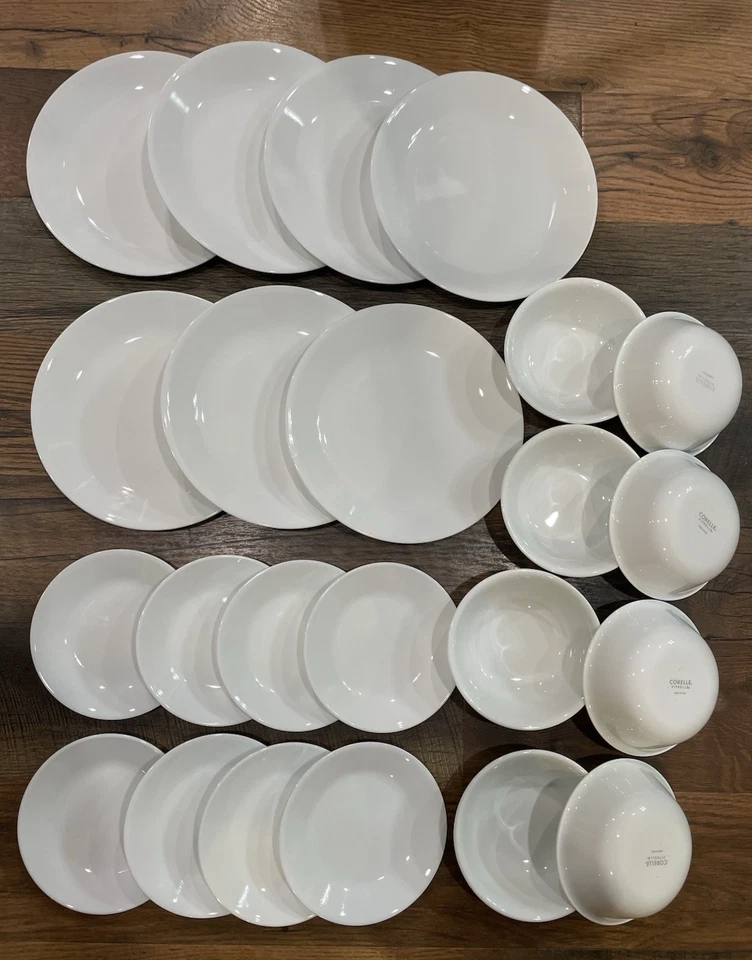 23 Corelle WINTER FROST WHITE 7 Dinner Plates 8 Bread 8 Cereal Bowls SOLID Lot - Image 2 of 4