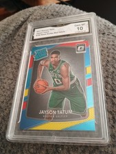 Jayson Tatum 2017 Optic #198 Red Yellow Rookie GMA Graded 10