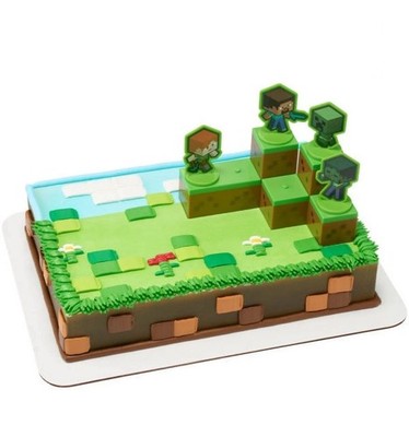 Minecraft Cake Topper Set 6 Piece Mobs Beware Alex Steve Block Decorations