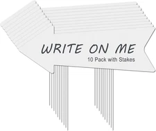 Decorative Signage, 10 Pack 17 x 6 Inches White Plastic Blank Yard Signs with St