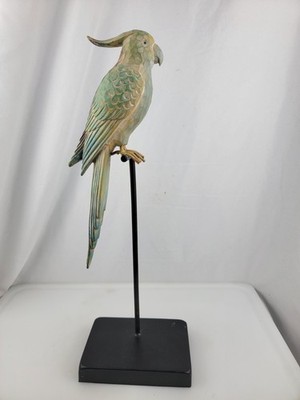 17'' Polyresin Cockatoo Parrot On Perch Figure Statue Decor