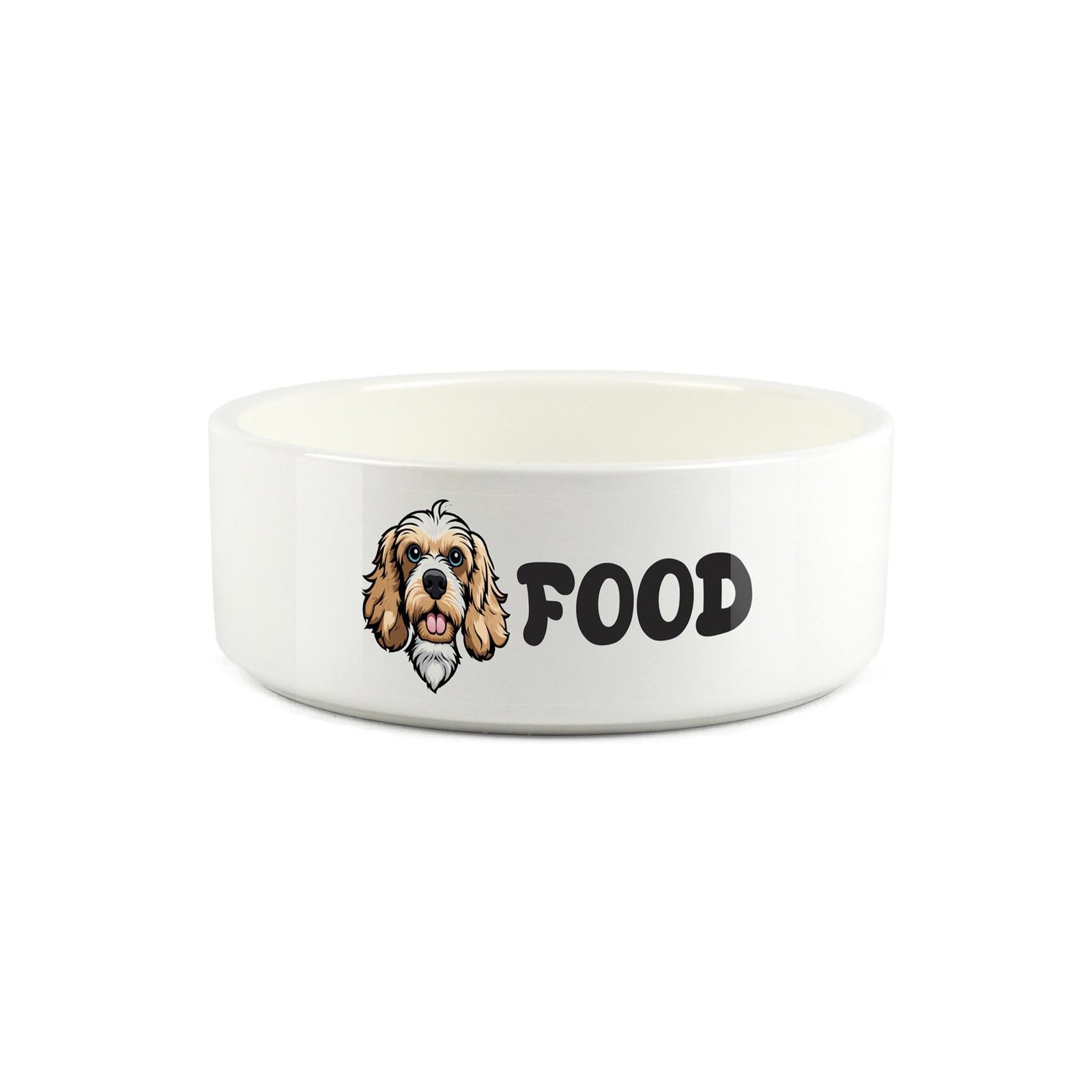 Cockapoo Pet Bowl - Cartoon Dog Portrait Small Ceramic Food Bowl Gift