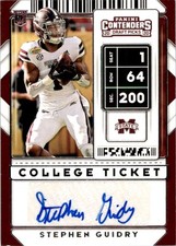 Stephen Guidry 2020 Panini NFL Contenders Draft Picks College Ticket Auto #173
