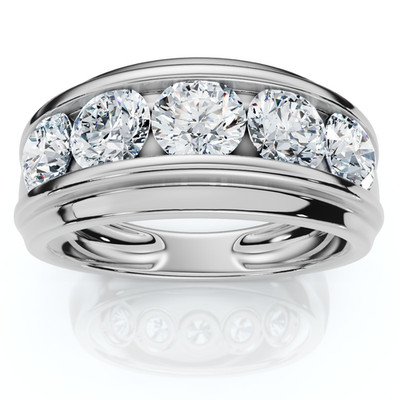 Men's 2Ct Diamond Ring Channel Set Gold Lab Grown