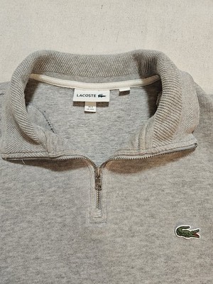 Lacoste Men's 1/4 Zip Pullover Sweater Size 3XL Gray Heather Long Sleeve Logo