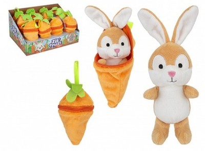 Plüsch 14 cm Osterhase Hase innen Reißverschluss Karotte weiches Plüschtier **NEU**