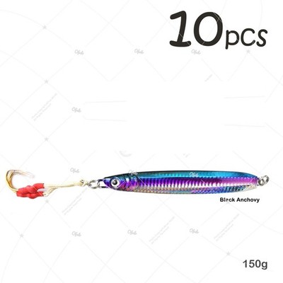 10pcs 150g Fishing Butterfly 5.25oz Speed Vertical Jig Fish lures Silver Anchovy