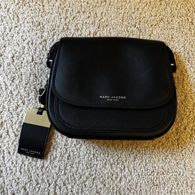 Marc Jacobs Black Small Crossbody Bag Flap Gold Hardware Adjustable Strap Tag