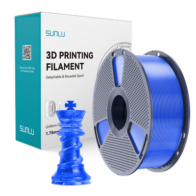 SUNLU 1.75mm PETG 3D Filament sauber gewickelt 1kg Spule Transparent Blau