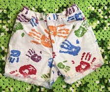 Vtg 60s-80s  Oshkosh  Cut Off Shorts Handprints Colorful Unique Retro Colorful