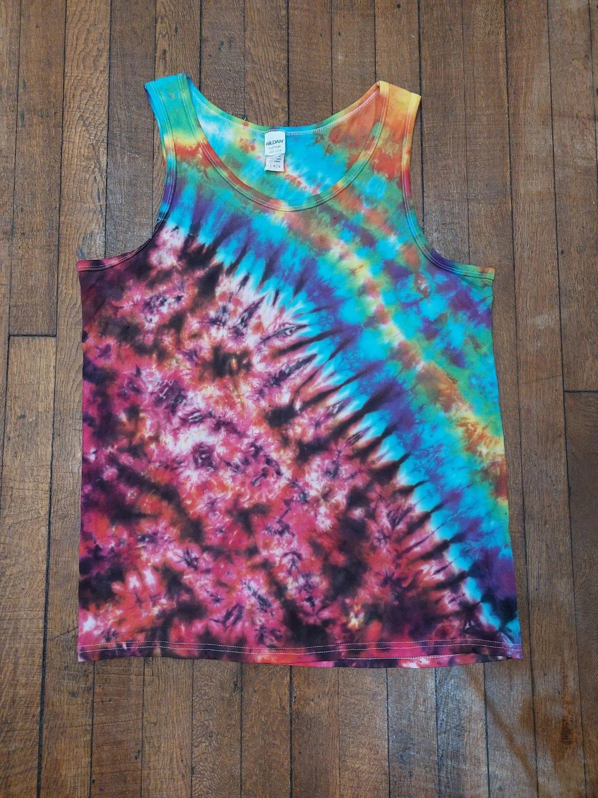 Multi Purple festival tie dye t shirt tank vest top sizes S-2XL