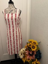 ann taylor dress size small white with pink floral accents 