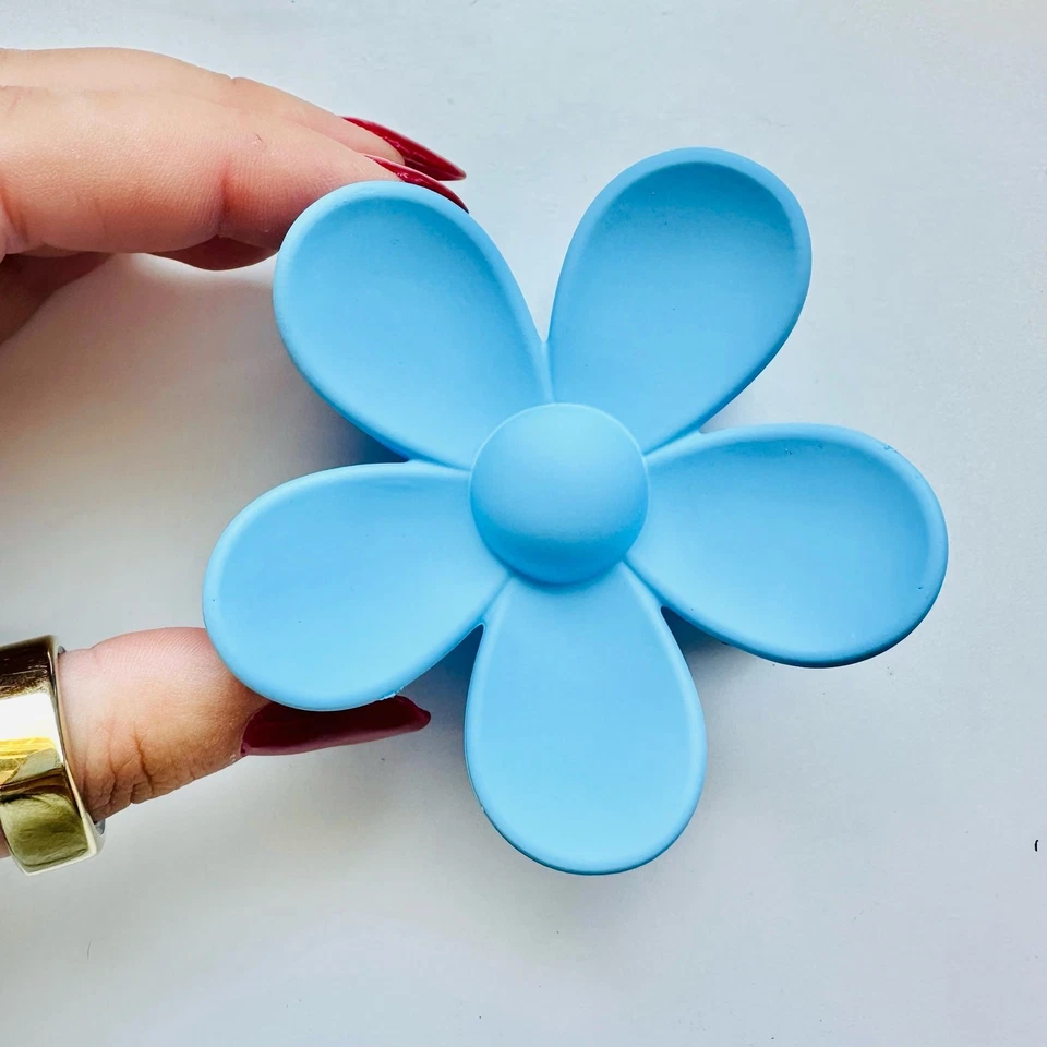 4 NEW FREE PEOPLE Blue Pink Yellow Orange Daisy Flower Claw Clip Hair Retro Updo - Image 3 of 4