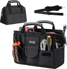 TICONN Heavy Duty Tool Bag Electricians Tote with Adjustable Shoulder Strap 