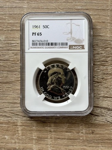 1961 PROOF FRANKLIN HALF DOLLAR COIN NGC GRADED PF 65
